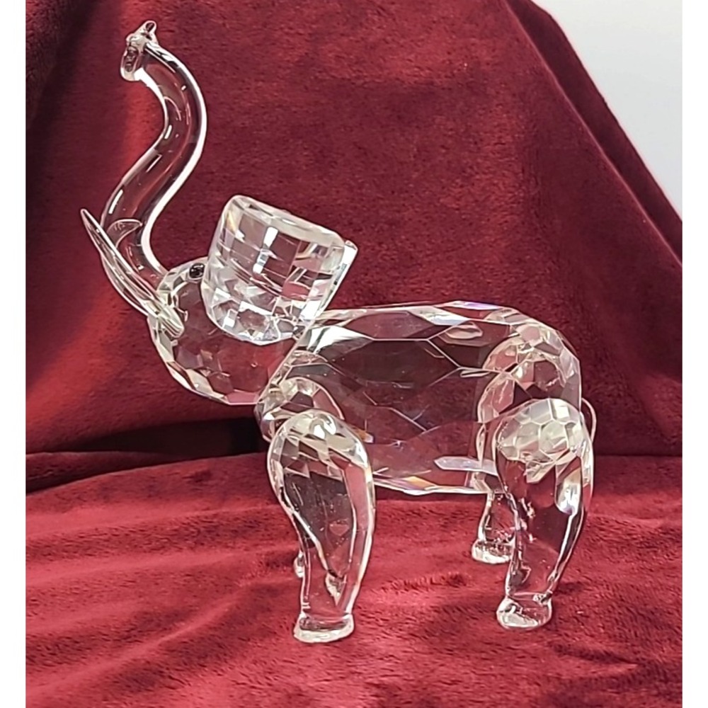 VTG Shannon Crystal Ireland Faceted Clear Crystal 6" Elephant Trunk Up-EXCELLENT